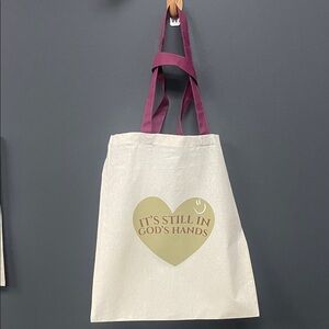 Cream Tote Bag with Heart Design